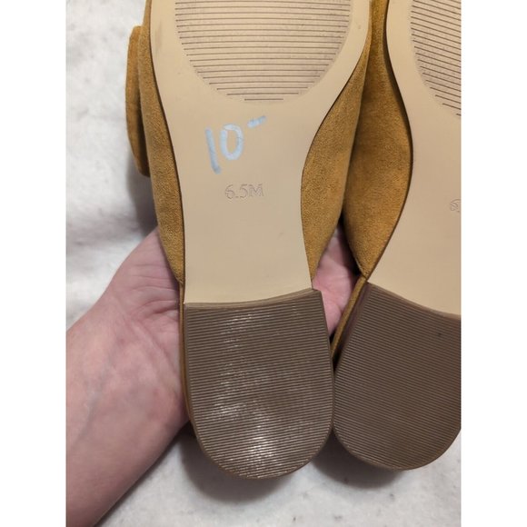 Loft Yellow Faux Suede Knot Tie Mule Flats Closed Toe Size 6.5M - Picture 9 of 10